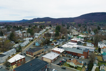 Fototapeta premium Aerial of Easthampton, Massachusetts, United States in morning