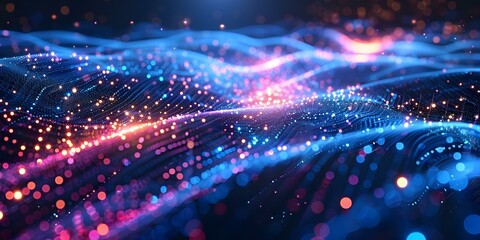 Abstract Digital Network and Data Flow Visualization in Technology Theme. Concept Technology, Data Visualization, Digital Network, Abstract Art, Flow Visualization