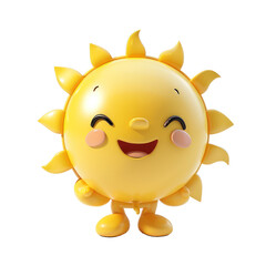 Cute cartoon sun character with a smiling face and rosy cheeks, radiating cheerful vibes. Perfect for children&rsquo;s themes and happy illustrations.