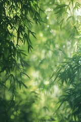 Bamboo Forest and Summer Light An abstract pattern capturing the serene beauty of a bamboo forest in summer, with the light filtering through the dense greenery, ai generated