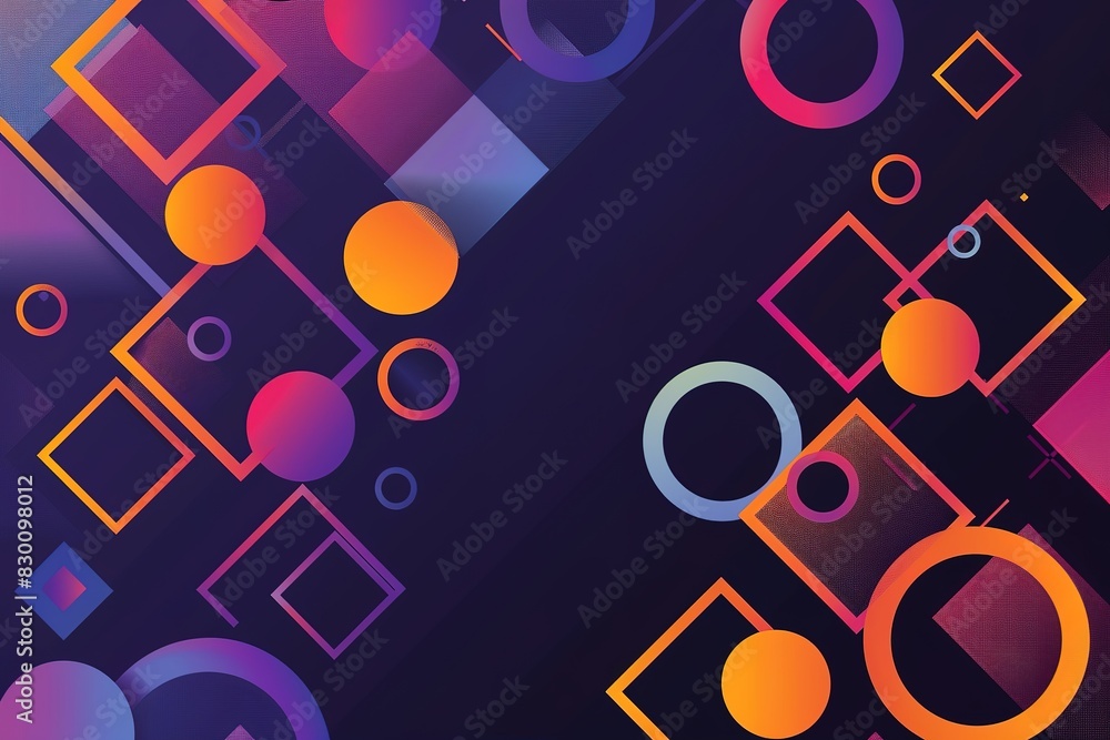 Fototapete abstract flat vector background with different colored circles and squares