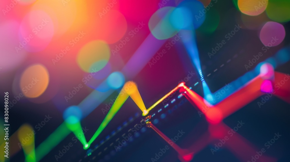 Wall mural A colorful line graph trending upwards, symbolizing growth and success in business or finance.