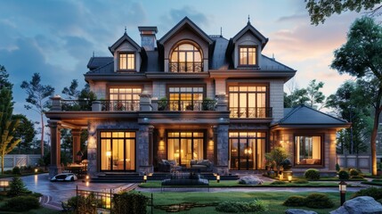 European style villa with beautiful yard