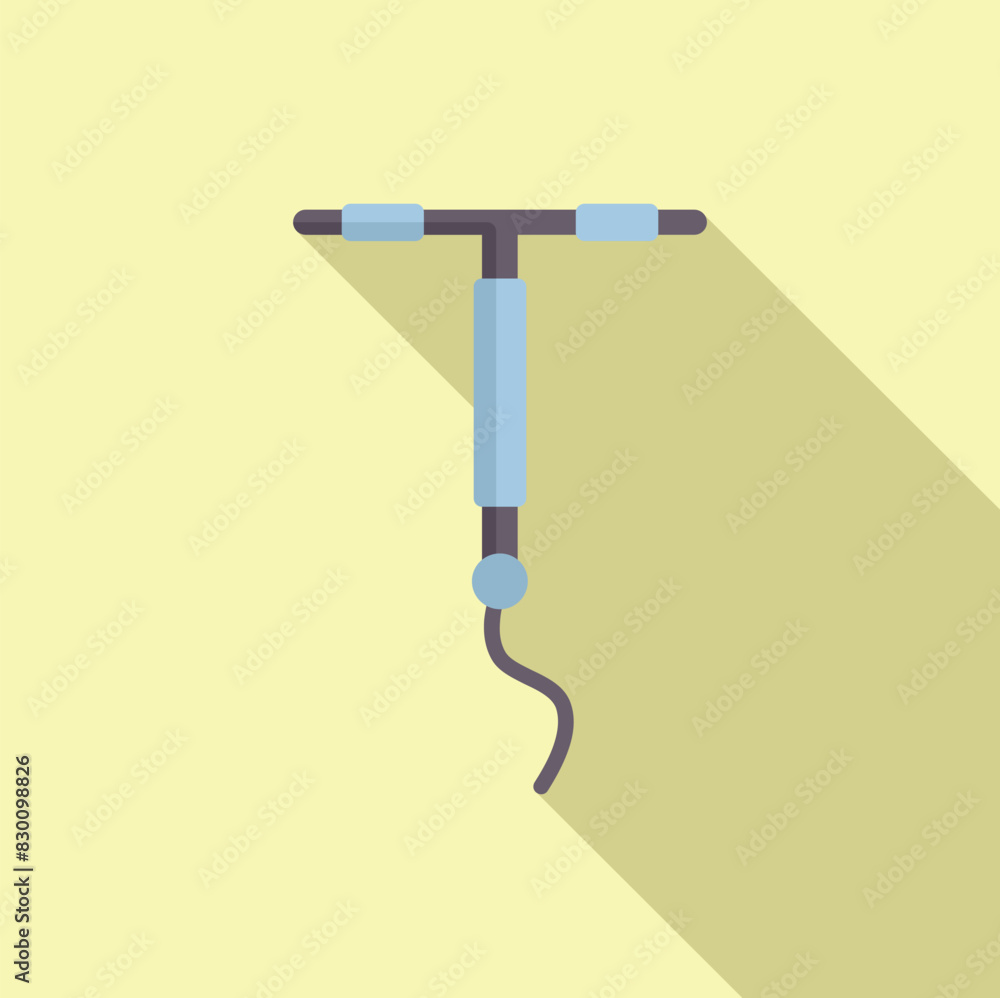 Poster flat design vector of a classic manual corkscrew against a yellow background with a long shadow