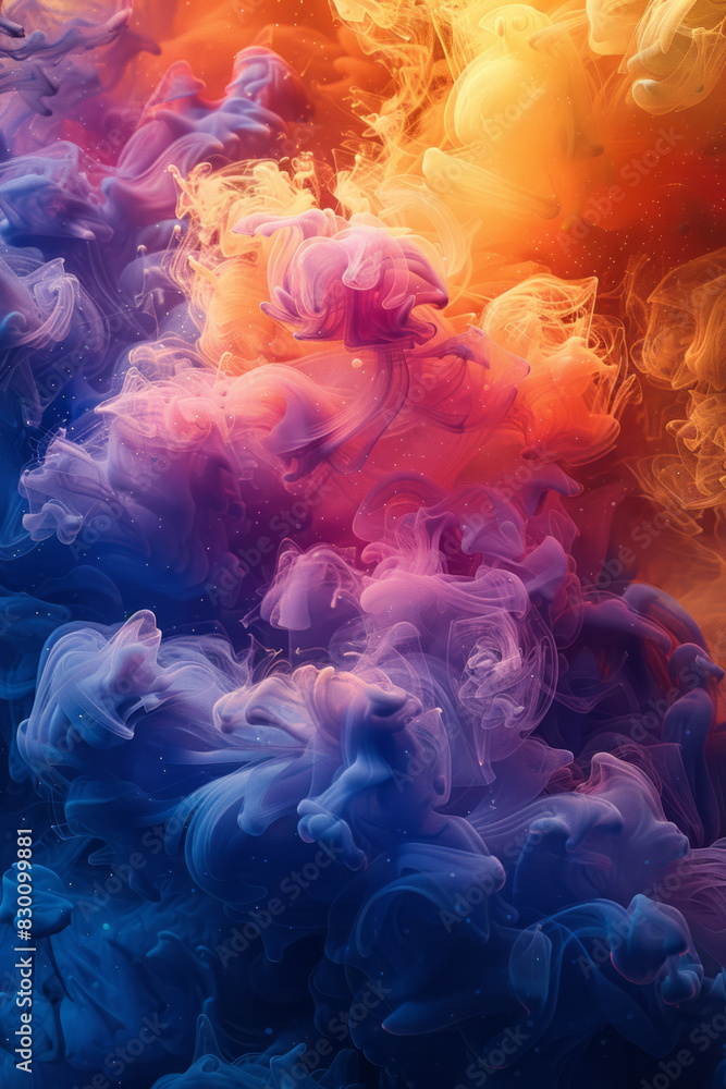 Poster illustration of a human body breaking apart into fluid segments, each segment merging into a sea of 