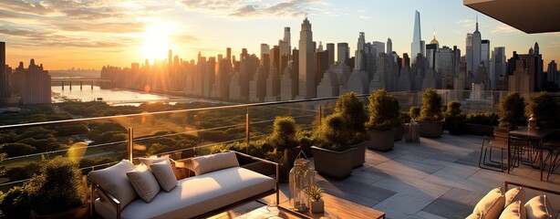 Penthouse terrace in big city