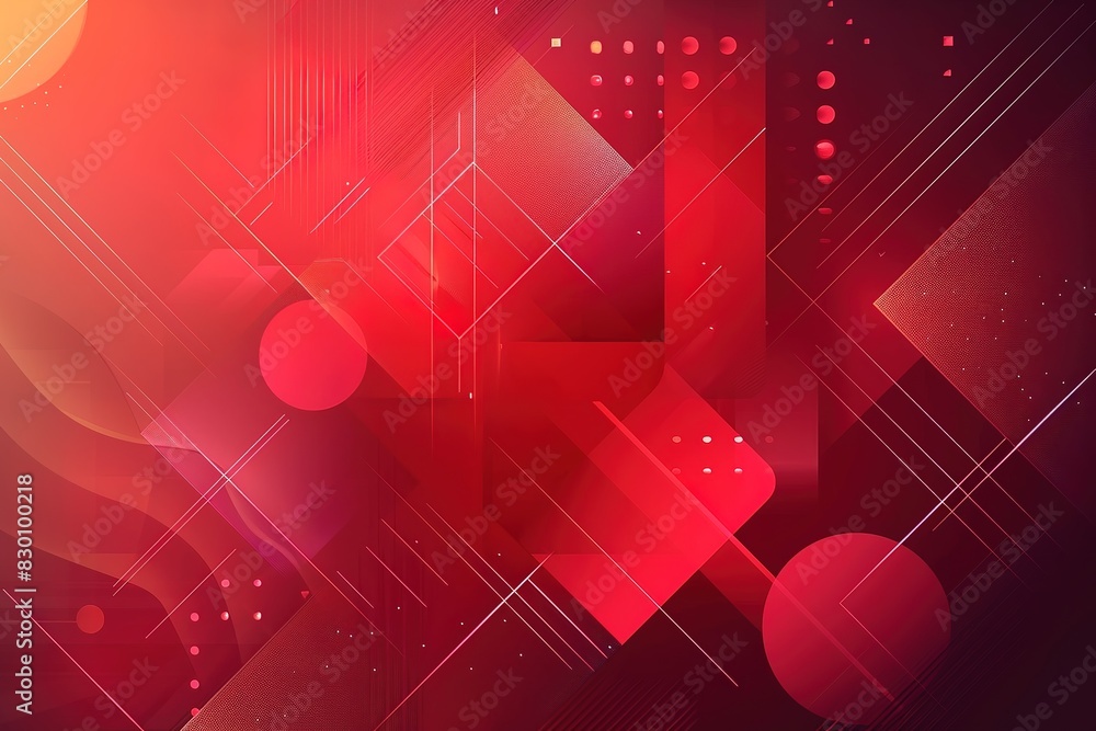 Poster red abstract background with geometric shapes and gradients
