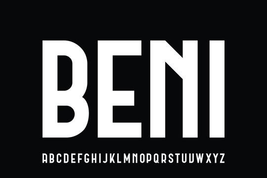 Modern art deco style sans serif alphabet display font vector illustration