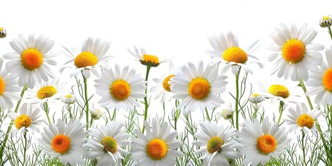 Fototapeta premium Charming stock photo showcasing hand-drawn watercolor chamomile flower clip art. Concept Flower Illustration, Watercolor Art, Chamomile Clip Art, Hand-drawn Design, Stock Photography