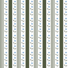 Web  Seamless floral striped pattern on a white background.