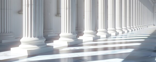 Obraz premium Minimalist Greek columns crafted from white marble.