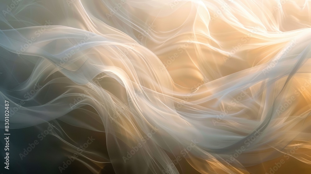 Poster an abstract background with soft, flowing light creating a sense of movement and tranquility, no peo
