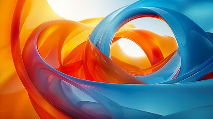 Abstract Colorful Curves and Loops in Blue and Orange - ai generative