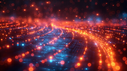 Obraz premium A bright, colorful, and dynamic scene with a lot of glowing lights