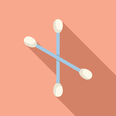 Clean, flat design of two blue cotton swabs crossed over a pastel background