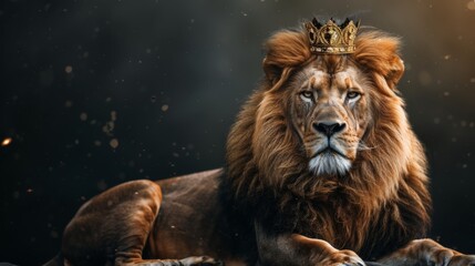lion on a dark background with a crown