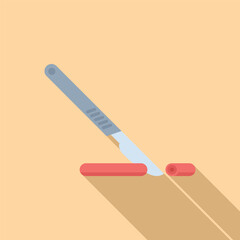 Vector graphic of a stylized scalpel with a blood sample, depicted in a modern flat design style