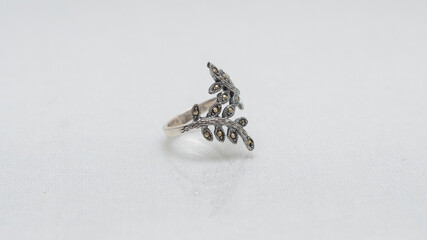 Luxury handmade silver jewelry on white background