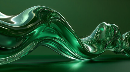 Green Liquid glass fluid abstract background