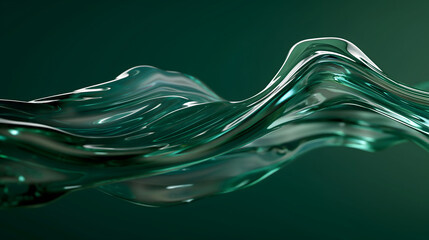 Green Liquid glass fluid abstract background