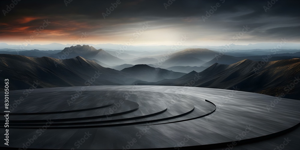 Aufkleber 3d render of a minimalist dark textured landscape background for a banner. concept 3d rendering, min