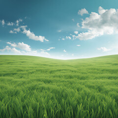 Obraz premium green field and blue sky
