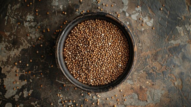 Top view of horse gram seeds in a pot