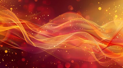 Shimmering light patterns in a red to yellow gradient background