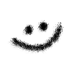 Smiling smiley face icon with black spray paint in graffiti street style