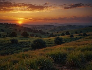 sunset over the mountains
