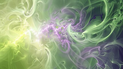 Obraz premium Soft yellow and lavender swirls with glowing spring enhancements background