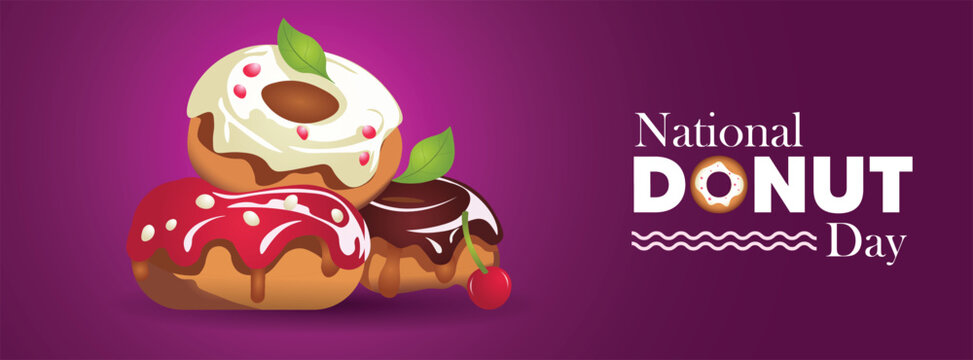 National Donut Day delicious donuts vector poster