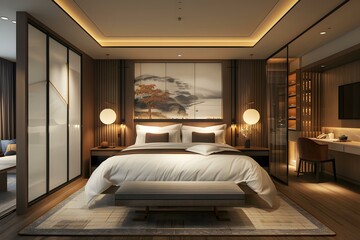 The interior of a hotel room
