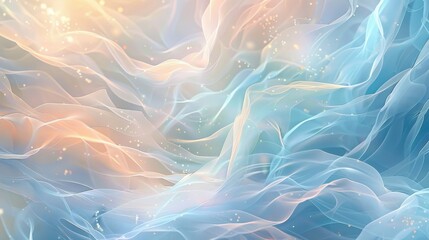 Fototapeta premium Ethereal pastel blue peach and mint wallpaper with glowing lines background