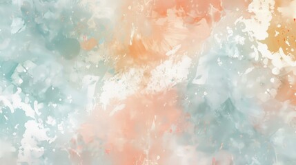 Obraz premium Soothing spring abstract with blend of soft coral pale blue and light lemon shimmering specks background