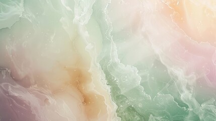 Fototapeta premium Abstract spring background with peach green lilac marbling and glowing light background