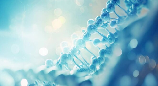 Blue glowing DNA double helix