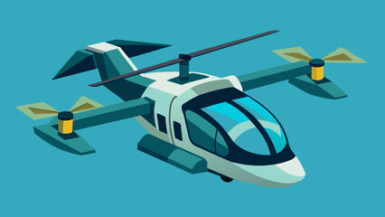 The eVTOLs advanced navigation system allows it to adjust its vertical ascent to avoid obstacles and navigate complex airspace with ease.. Vector illustration
