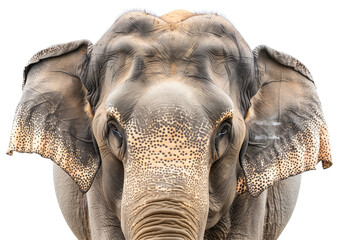 Close-Up of Big Asian Elephant on White Background