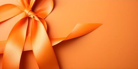 Orange ribbon symbolizes Eczema and Psoriasis Awareness Day in an abstract design. Concept Skin conditions awareness, Orange ribbon, Abstract design, Eczema and Psoriasis, Symbolism