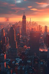 Naklejka premium New York City Empire State Building Sunset