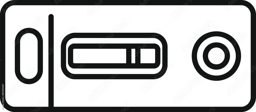 Poster black and white line art of a bubble level tool for construction and alignment tasks