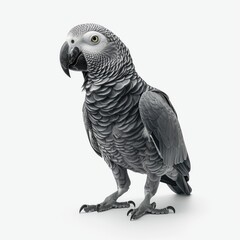 Obraz premium Close-Up of African Gray Parrot Standing on White Background