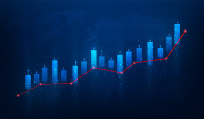 business finance investment graph market stock increase blue background. growth money profit diagram technology. vector illustration fantastic design.