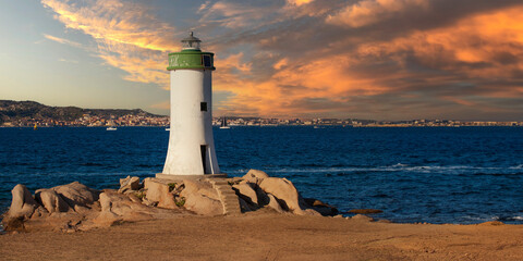 Lighthouse in Porto Faro Beach - Palau, Sardinia, Italy
