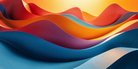Multicolored abstract background featuring wavy shapes in various vibrant hues