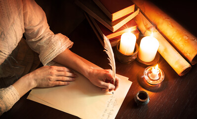 Vintage paper for writing on wooden background