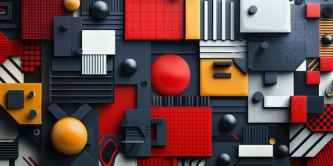 Colorful wallpaper filled with multiple different shapes in various sizes and hues creating a dynamic and visually stimulating display