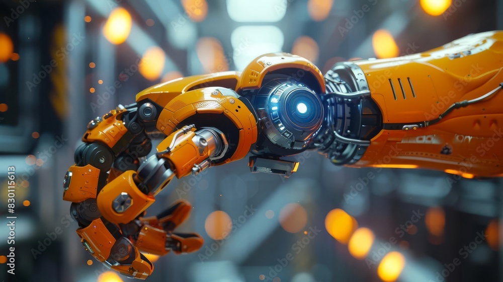Poster an intelligent robotic arm performing delicate assembly tasks