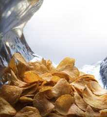 Potato chips. View from inside the package